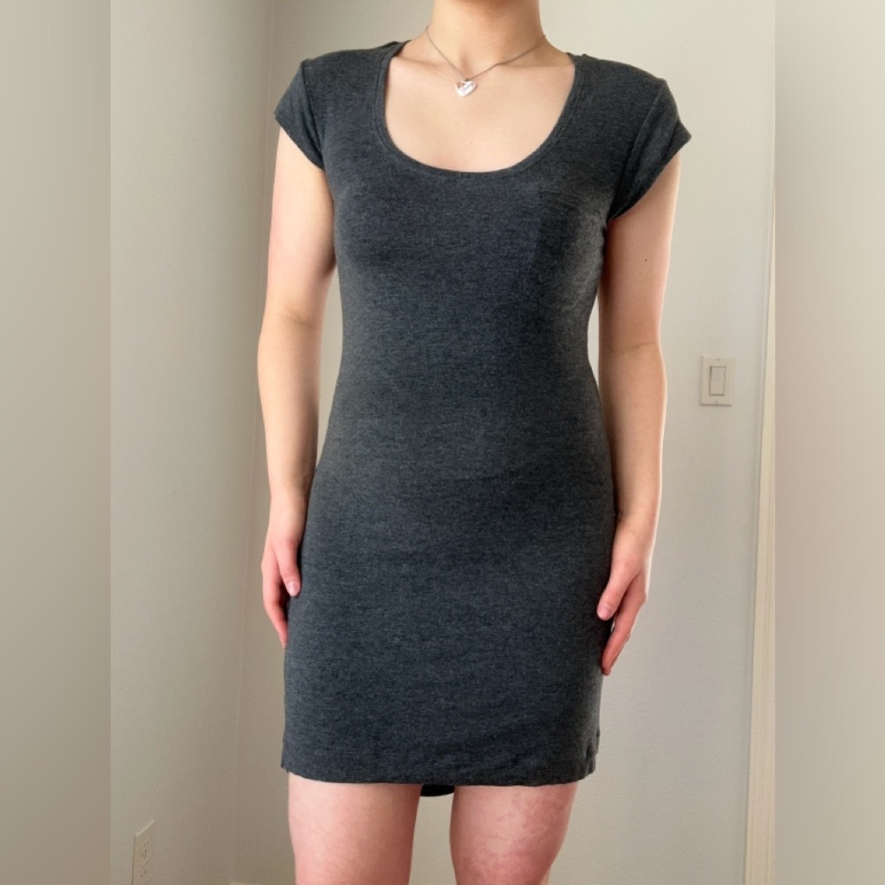 Factory By Eric Hart Grey mini dress with a flattering fit and cut out back